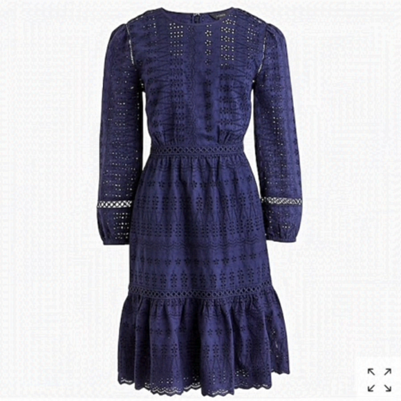 J. Crew • Eyelet Lace Flutter Hem Dress - Picture 1 of 15